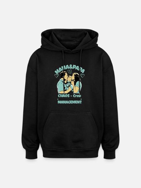 MUM & DAD CHAOS CREW - Oversized Unisex Hoodie - black