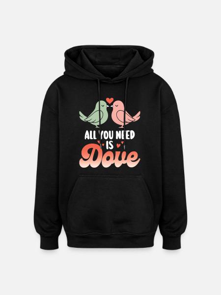 Pun Bird Dove Humor - Oversized Unisex Hoodie - black