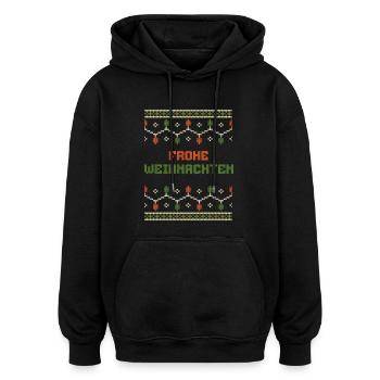 Frohe Weihnachten Strickdekor Ugly Stil - Oversized Unisex Hoodie - Schwarz - Vorne - Noah (186cm)