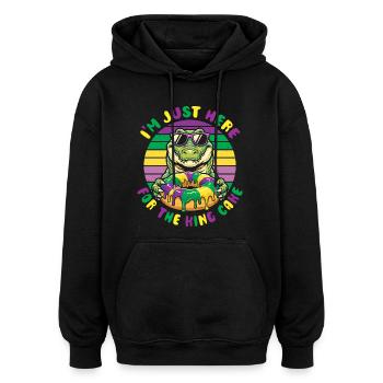 King Cake Mardi Gras Aligator - Oversized Unisex Hoodie - Schwarz - Vorne - Noah (186cm)