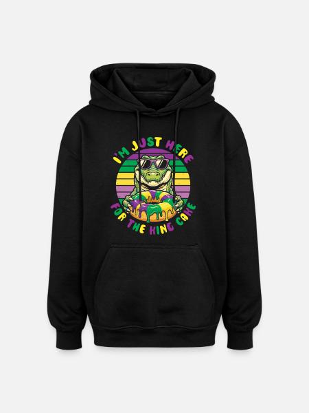 King Cake Mardi Gras Aligator - Oversized Unisex Hoodie - black
