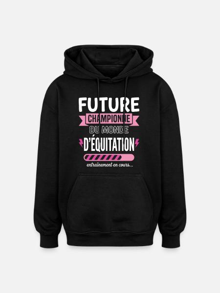 Future Championne Équitation Cavalière - Sweat à capuche oversize unisexe - noir