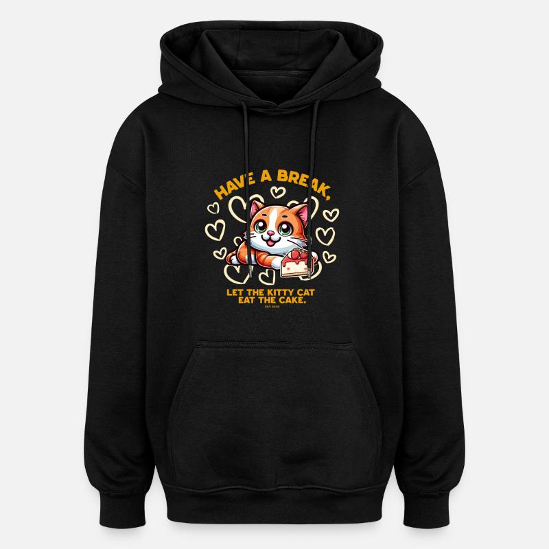 Le chat adore le gâteau - Sweat à capuche oversize unisexe - noir