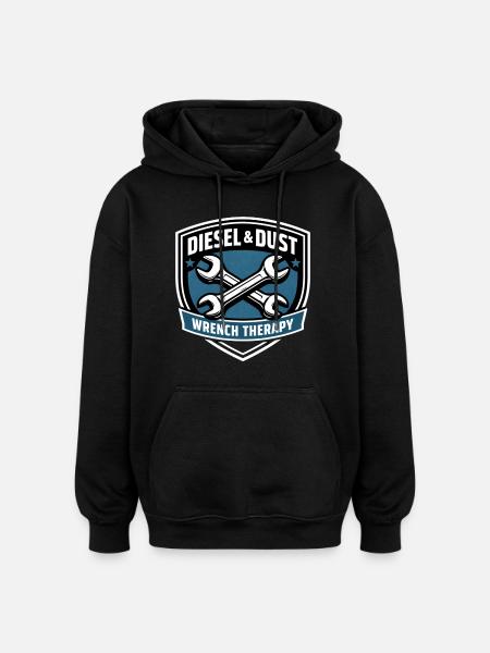Diesel & Dust Wrench Therapy Schrauber Motiv - Oversized Unisex Hoodie - Schwarz