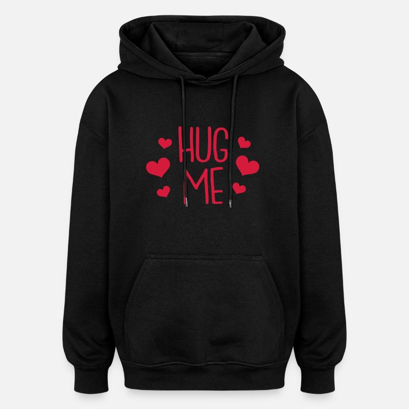 hug me - Sweat à capuche oversize unisexe - noir
