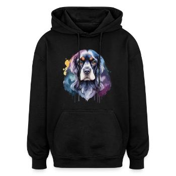 Cocker Spaniel Hund Cool Bunt Niedlich - Oversized Unisex Hoodie - Schwarz - Vorne - Noah (186cm)