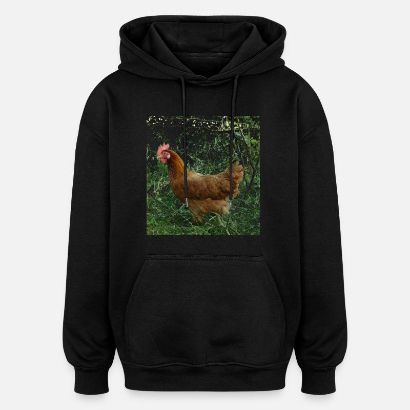 Poulet - Sweat à capuche oversize unisexe - noir
