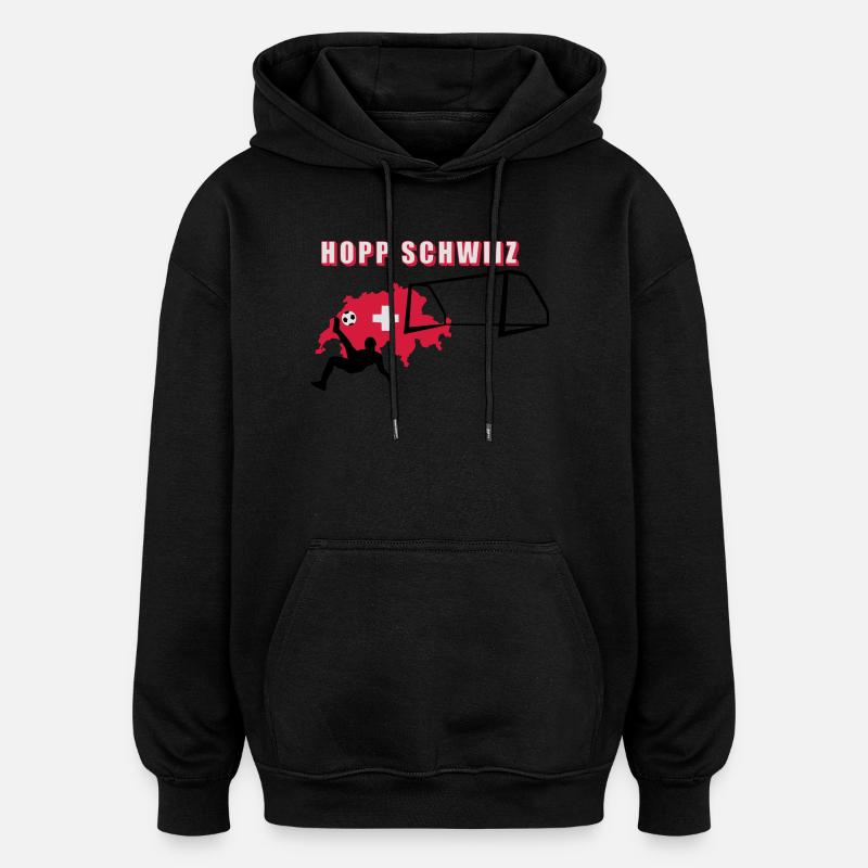 Hopp Schwiiz - Oversized Unisex Hoodie - Schwarz