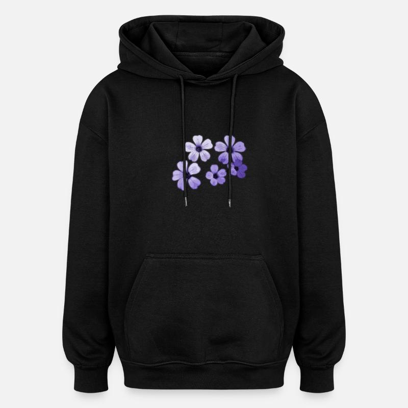 Fleurs - Sweat à capuche oversize unisexe - noir