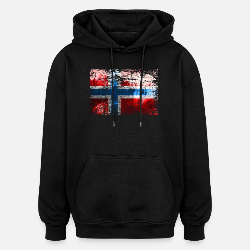 drapeau norvégien - Sweat à capuche oversize unisexe - noir