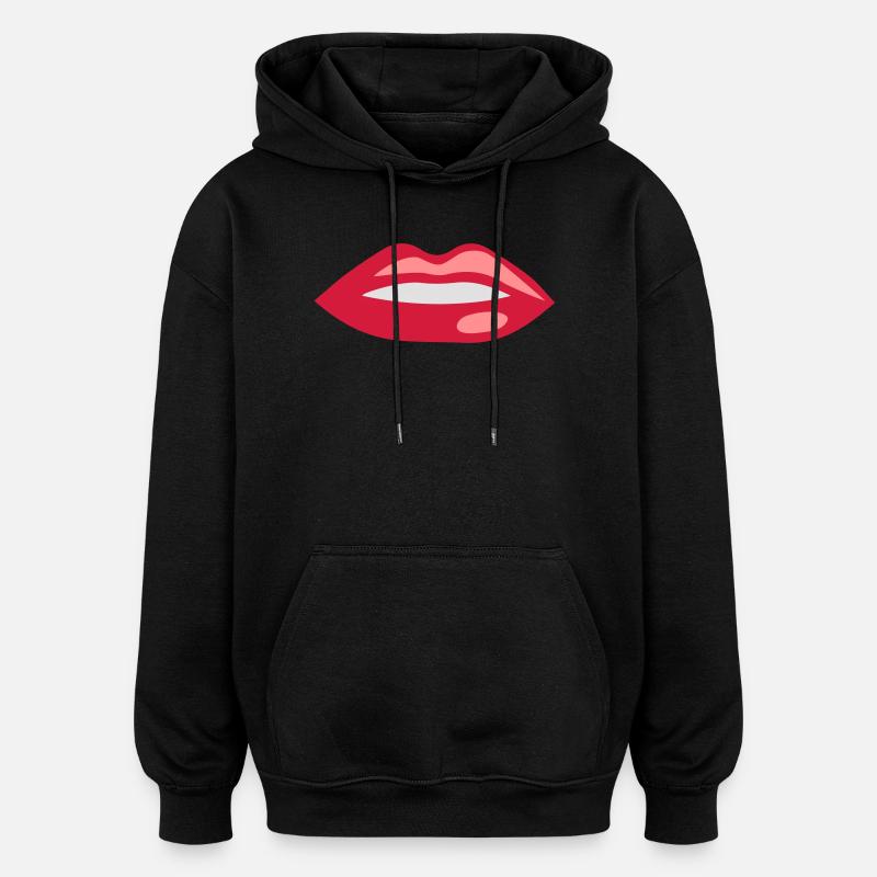 6061912 118828413 bouche - Sweat à capuche oversize unisexe - noir