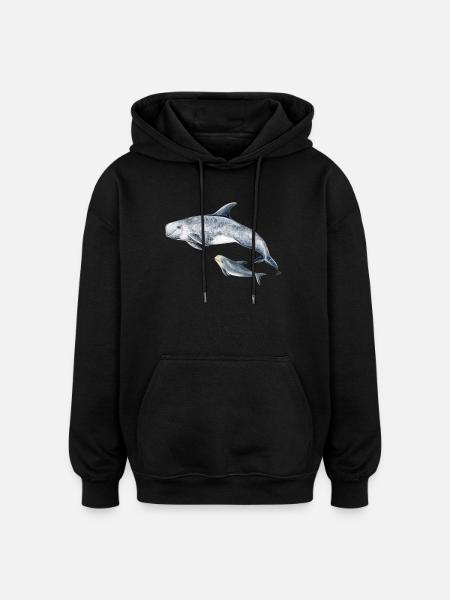 Calderón gray - Grampus dolphin - Dauphin de Risso - Oversized Unisex Hoodie - black
