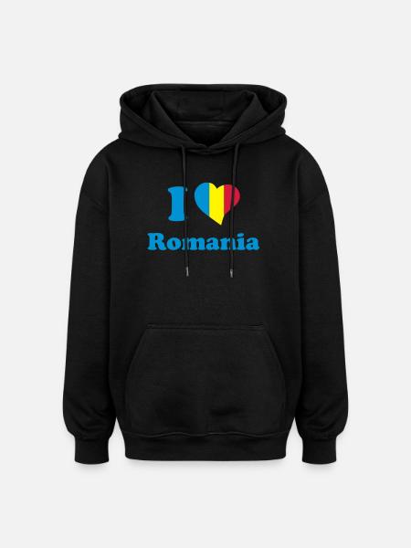 I love Romania - Oversized Unisex Hoodie - black