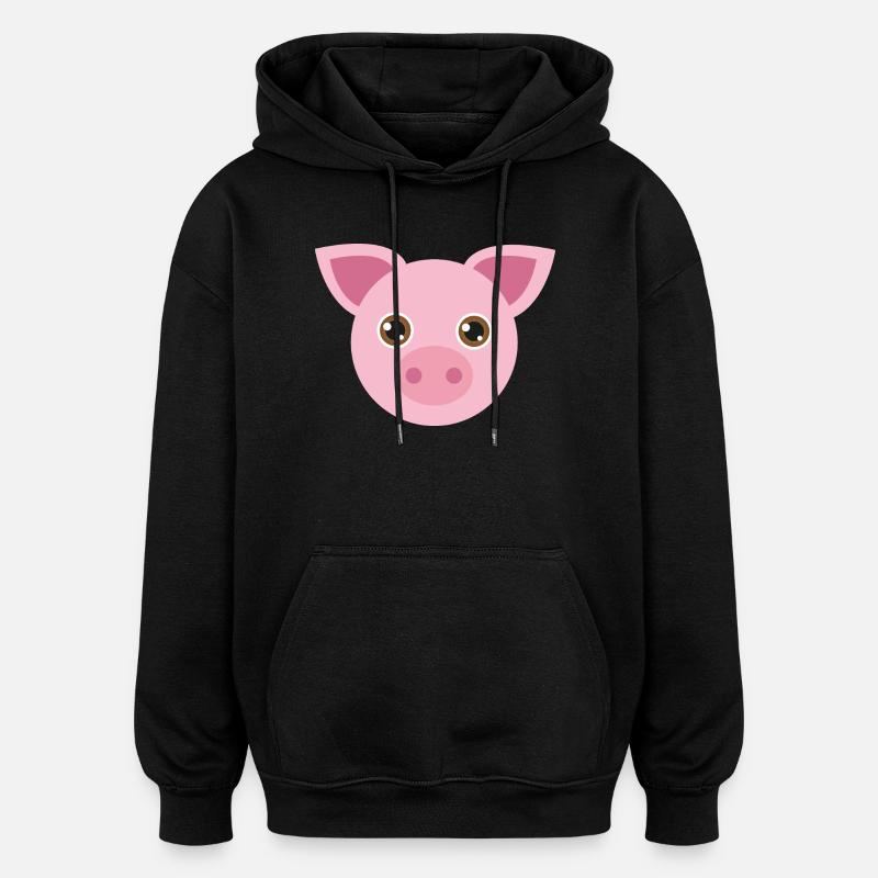 porcin - Sweat à capuche oversize unisexe - noir