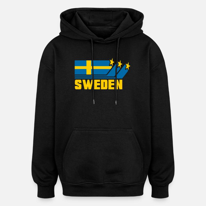 Suède / Suède - Drapeau / Cadeau - Sweat à capuche oversize unisexe - noir