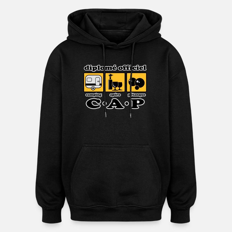 Camping apéro pétanque flex - Sweat à capuche oversize unisexe - noir