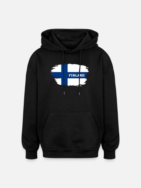 Finland Flag / Gift Helsinki Scandinavia - Oversized Unisex Hoodie - black