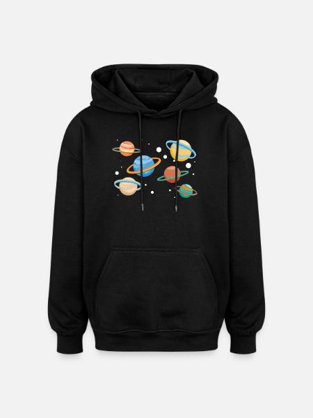 Saturn Planeten - Oversized Unisex Hoodie - Schwarz