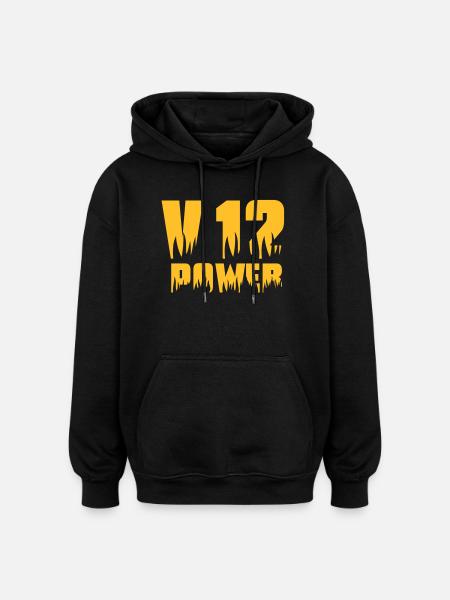 V12 POWER - Oversized Unisex Hoodie - black