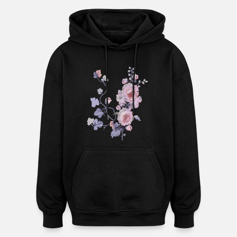 Schlichte Blumen - Oversized Unisex Hoodie - Schwarz