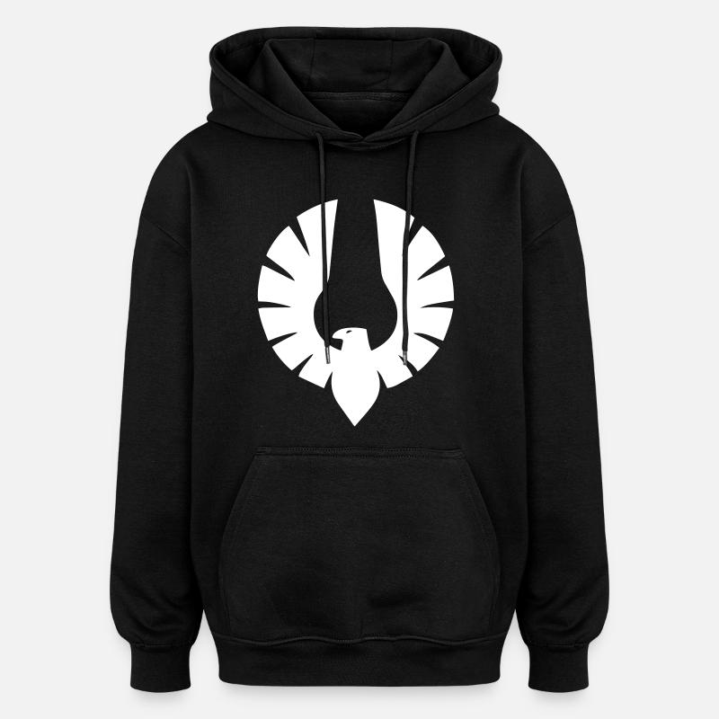 Eagle in Circle Shape - Oversized Unisex Hoodie - black