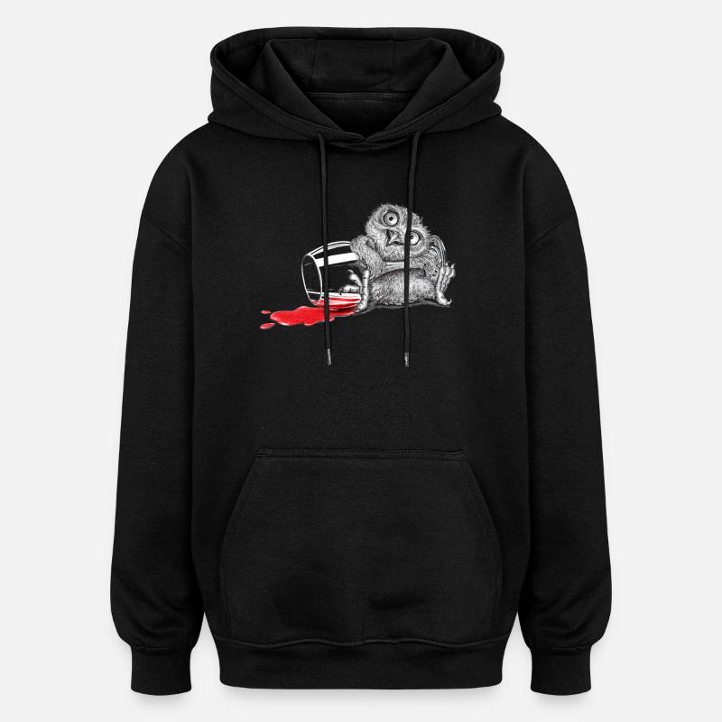 Hibou tipsy - Sweat à capuche oversize unisexe - noir