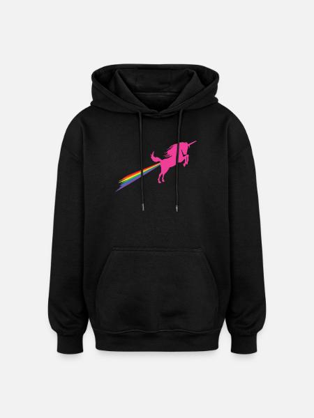 Unichorn Rainbow Fart - Oversized Unisex Hoodie - black