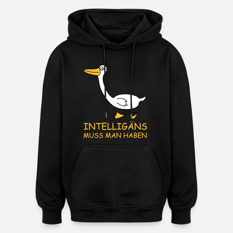 Intelligente Gans (b) - Oversized Unisex Hoodie - Schwarz