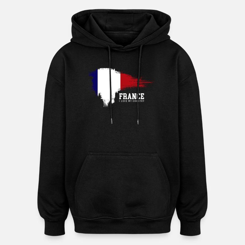 Fierté du drapeau français - Sweat à capuche oversize unisexe - noir