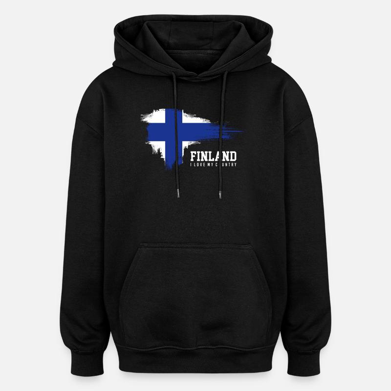 Finnish Flag Brush Pride - Oversized Unisex Hoodie - black
