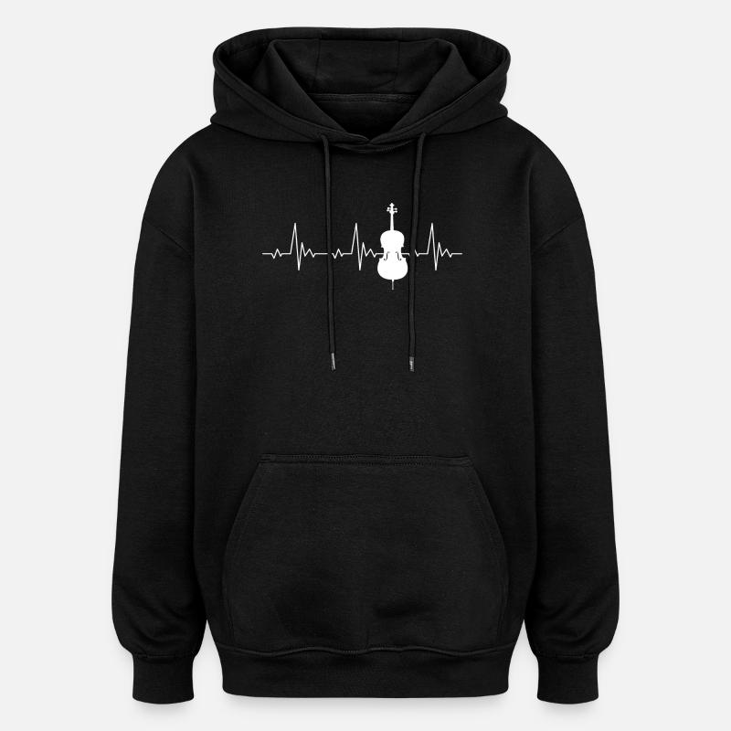 Cello Heartbeat Fréquence Puls ECG - Sweat à capuche oversize unisexe - noir