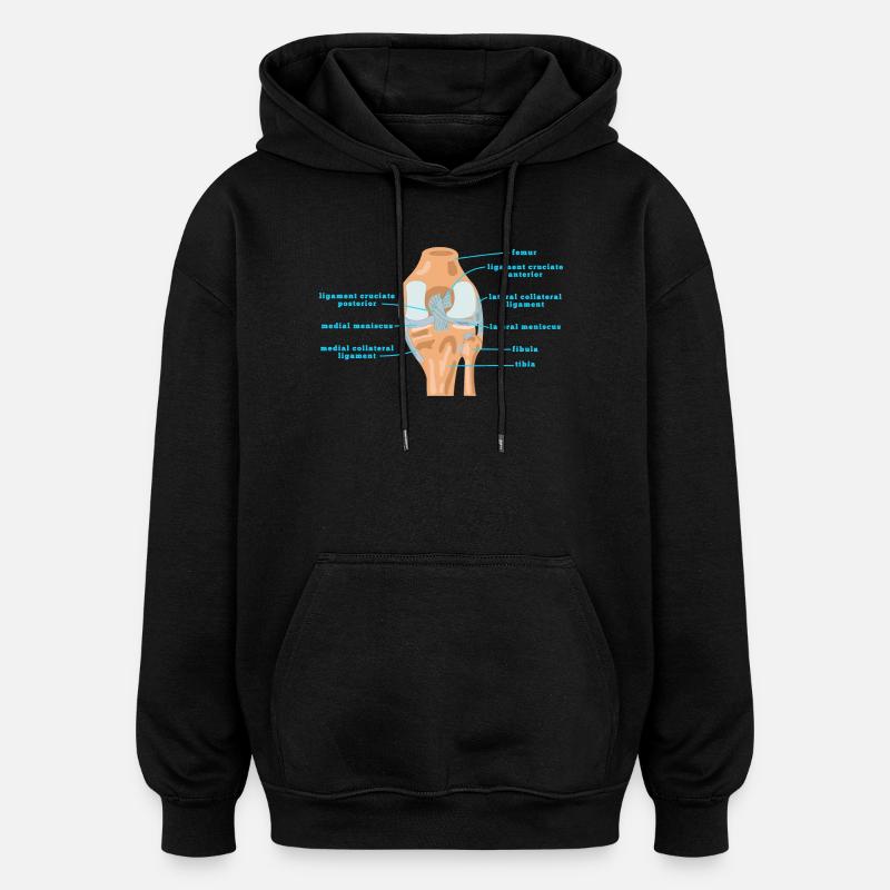 Physio genou d’anatomie Bracelet croisé Ménisque - Sweat à capuche oversize unisexe - noir