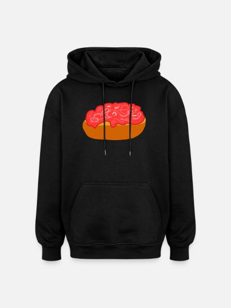 Mettbrötchen with onions - Oversized Unisex Hoodie - black