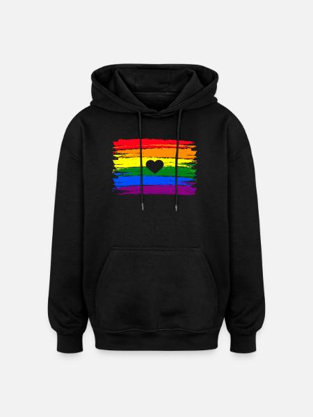 Regenboogvlag hart LGBT Gay Pride - Oversized uniseks hoodie - zwart