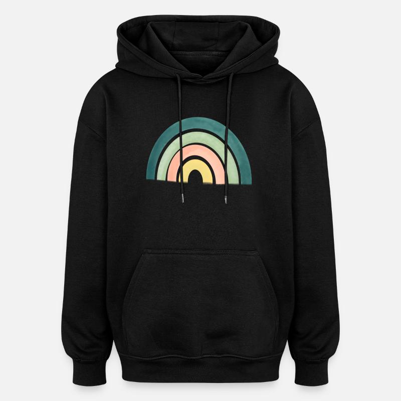 Regenbogen - Oversized Unisex Hoodie - Schwarz
