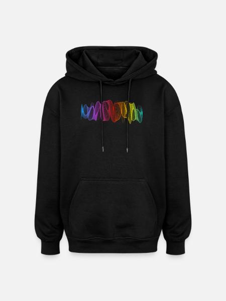 Lignes abstraites Design 12 - Sweat à capuche oversize unisexe - noir