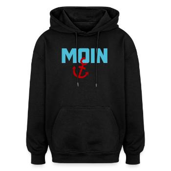Moin ancre Ahoi Mer du Nord Mer Baltique plage vacances côte - Sweat à capuche oversize unisexe - noir - Devant - Noah (186cm)