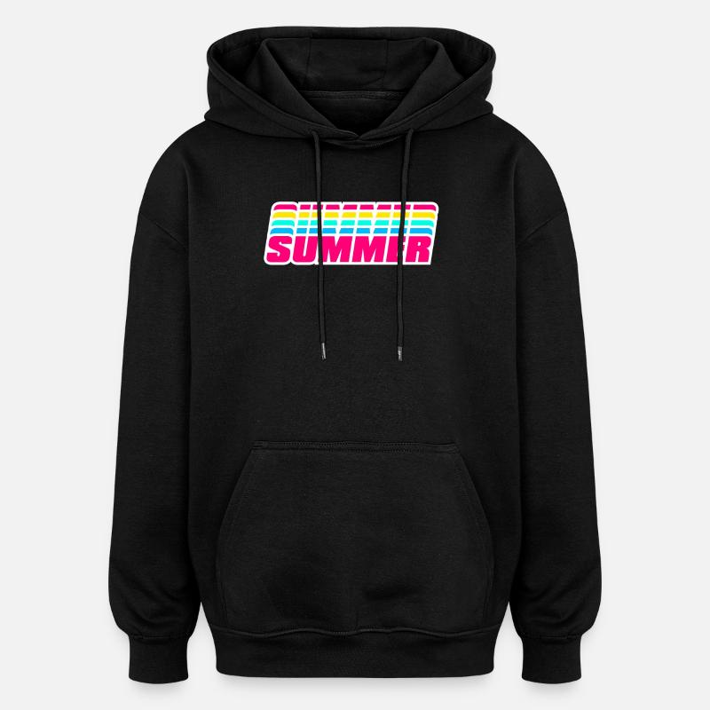 Retro Summer | 80s Style Rainbow  - Oversized Unisex Hoodie - black