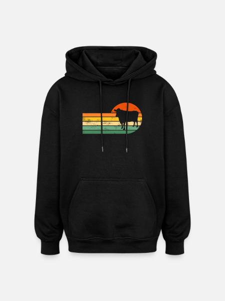 Vache Vaches - Sweat à capuche oversize unisexe - noir