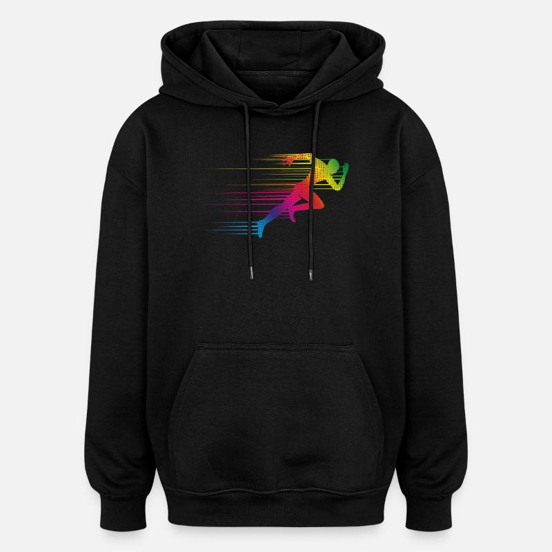motif dynamique d'un coureur sprint - Sweat à capuche oversize unisexe - noir