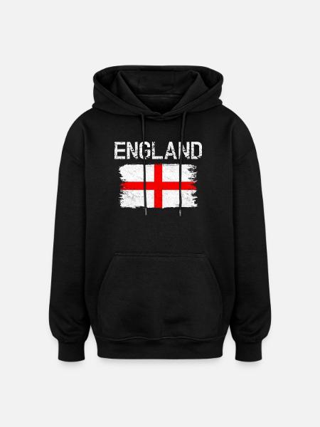 England Brush Strokes Flag - Oversized Unisex Hoodie - black