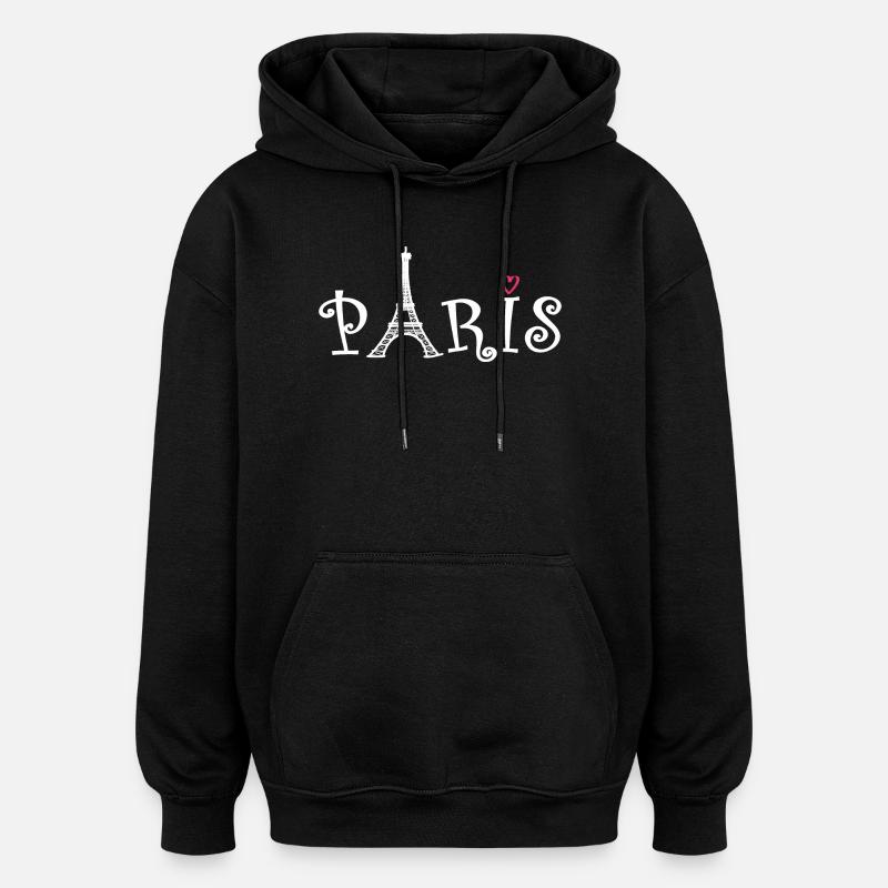 Paris - Sweat à capuche oversize unisexe - noir