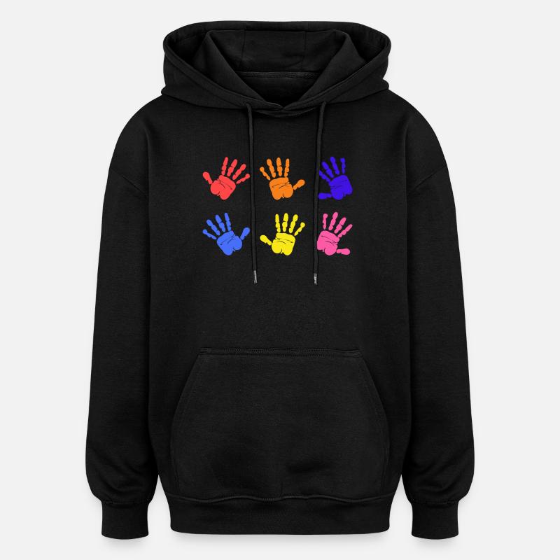 Autism Handprints - Oversized Unisex Hoodie - black