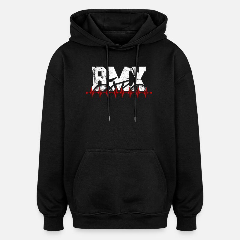 Graphique BMX Heartbeat - Sweat à capuche oversize unisexe - noir