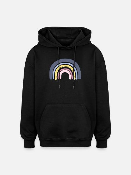 Rainbow pastel - Oversized Unisex Hoodie - black