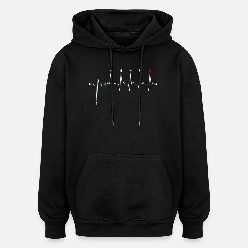 Neon N auf Herzschlag - Oversized Unisex Hoodie - Schwarz