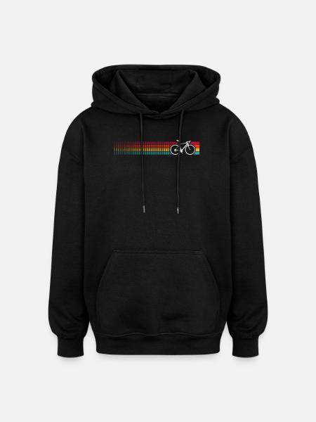 Vibrant Rainbow Bicycle Pattern - Oversized Unisex Hoodie - black