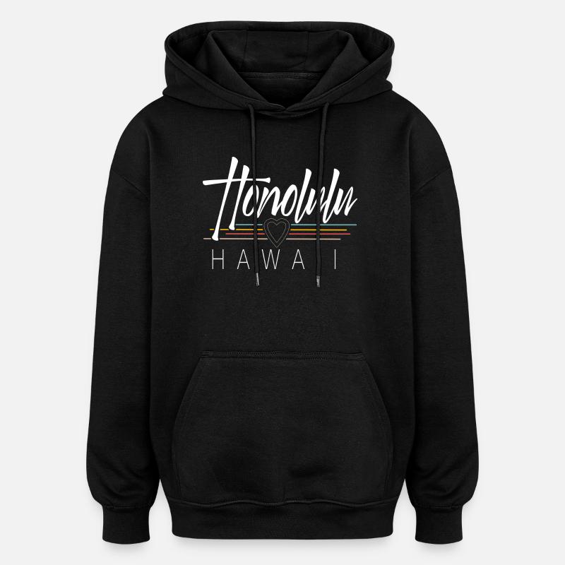 Honolulu Hawaii - Sweat à capuche oversize unisexe - noir