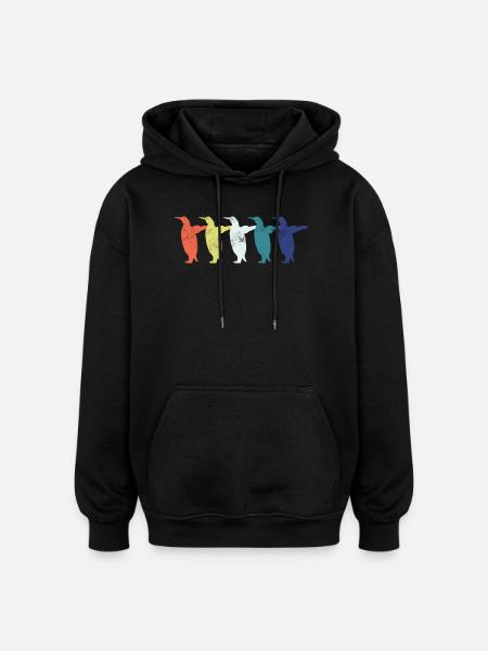 Pingouins - Sweat à capuche oversize unisexe - noir