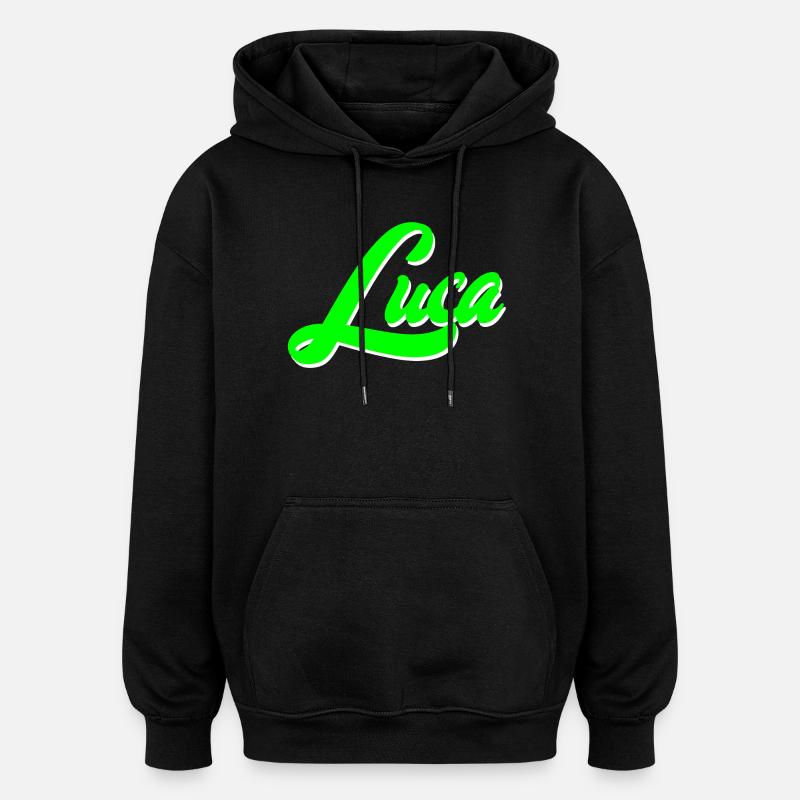 Luca Bright Neon Lettering Lettering - Sweat à capuche oversize unisexe - noir